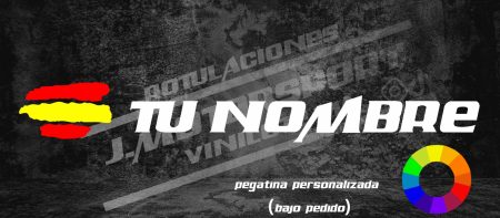 Pegatina con bandera y nombre personalizado